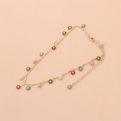 Multicolor Enamel and 18K Gold-Plated Flower Collar Necklace, gold pendant necklace for women, lifestyle look