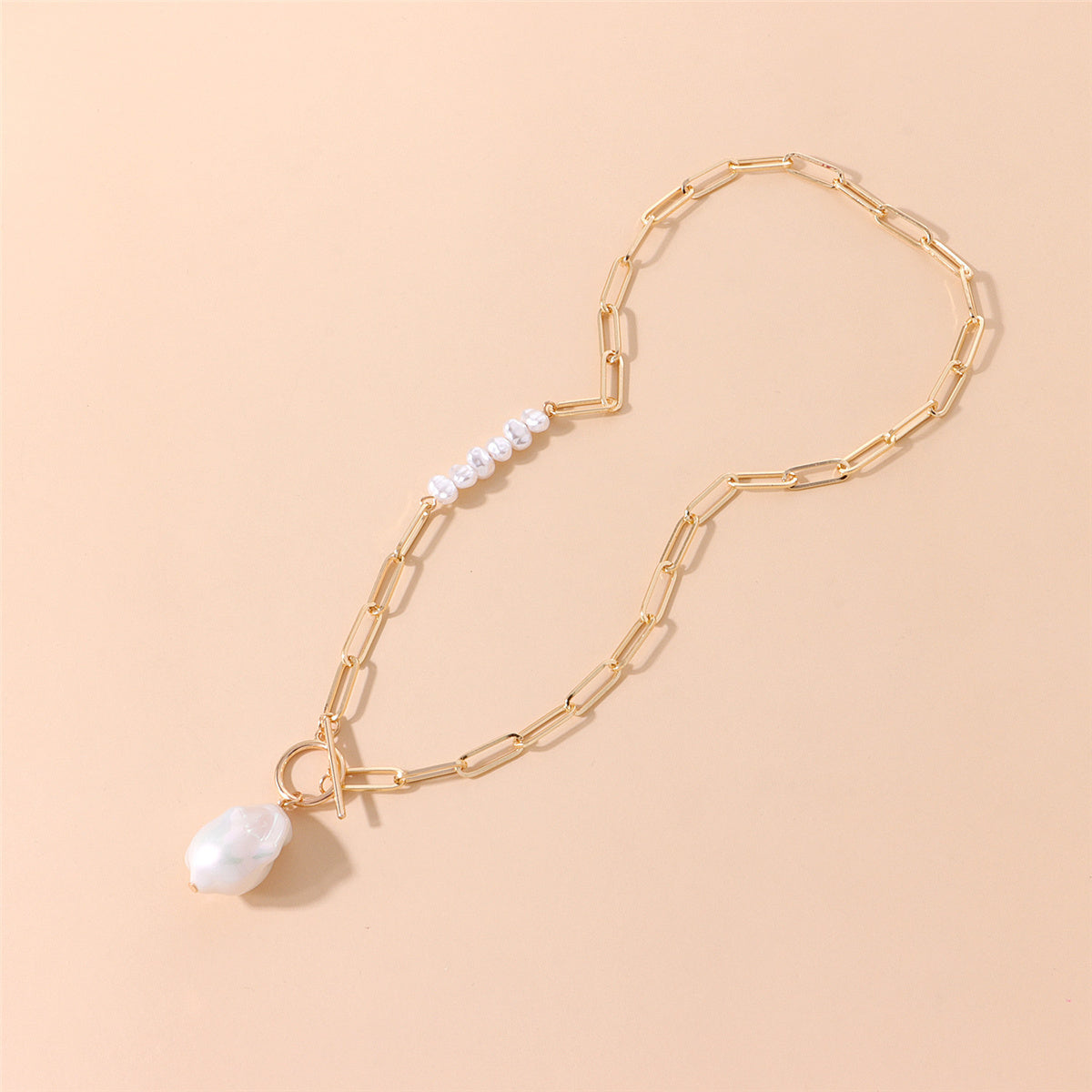 Pearl & 18K Gold-Plated Irregular Pendant Necklace