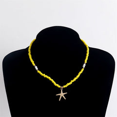 Yellow Howlite & 18K Gold-Plated Starfish Pendant Necklace