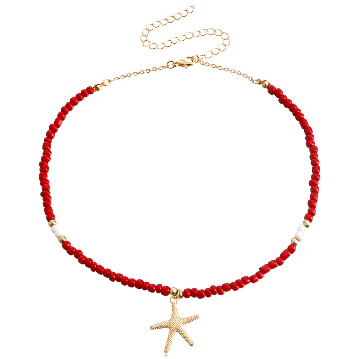 Red Howlite & 18K Gold-Plated Beaded Starfish Pendant Necklace
