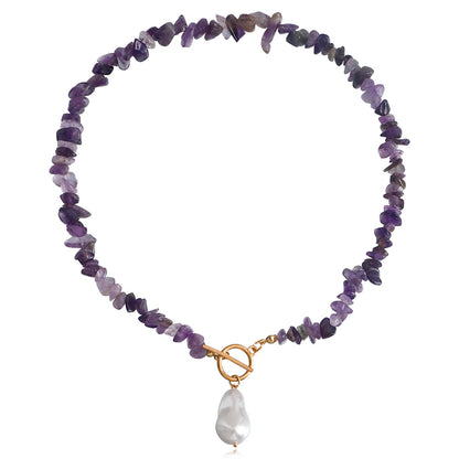 Purple Resin and Pearl Drop Toggle Necklace, pendant necklace for women, elegant gift for her, styled look