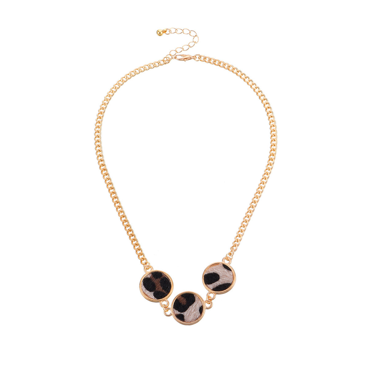 Polystyrene and 18K Gold-Plated Tri-Round Pendant Necklace, gold pendant necklace for women, detail close-up