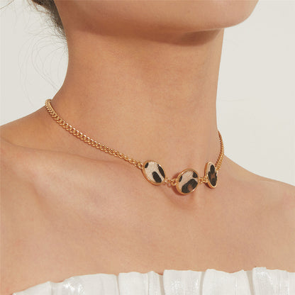 Polystyrene and 18K Gold-Plated Tri-Round Pendant Necklace, gold pendant necklace for women, front view