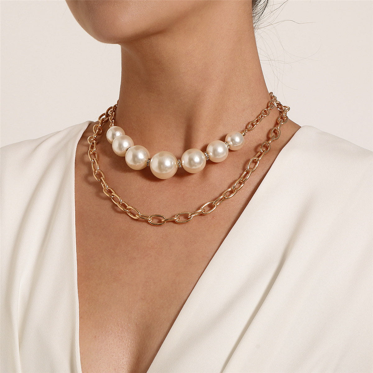 Pearl & Cubic Zirconia 18K Gold-Plated Layered Pendant Necklace