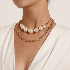 Pearl & Cubic Zirconia 18K Gold-Plated Layered Pendant Necklace