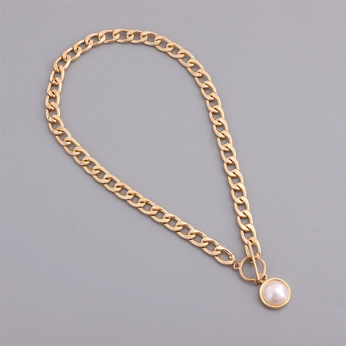 Pearl and 18K Gold-Plated Cuban Pendant Necklace, gold pendant necklace for women, botanical inspired, lifestyle look