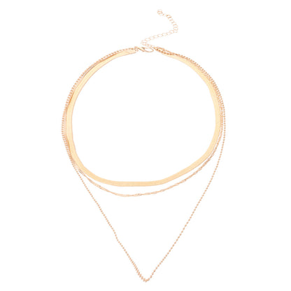 18K Gold-Plated Snake Chain Layered Necklace, gold pendant necklace for women, dainty minimalist design, lifestyle look