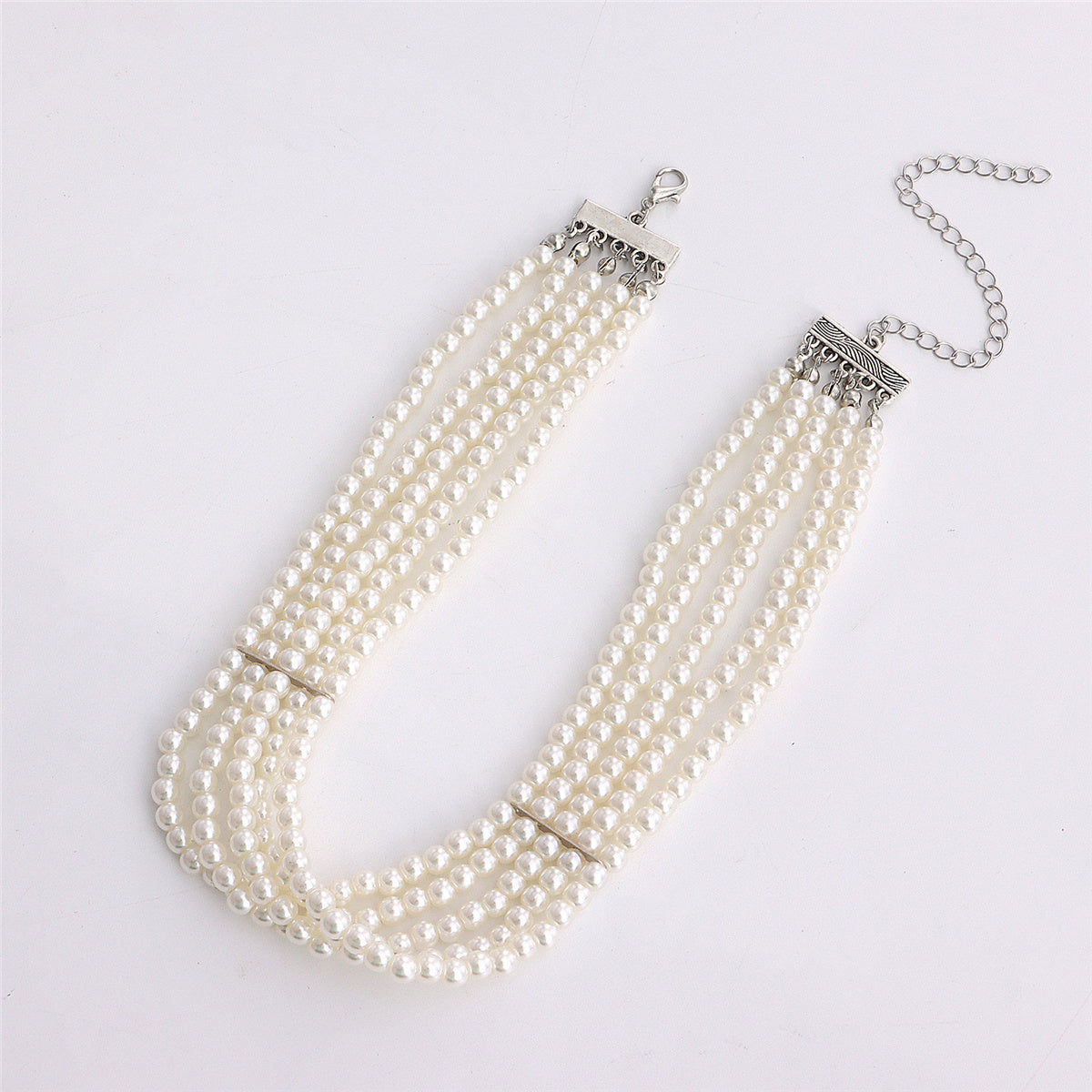 Pearl and Silver-Plated Strand Choker, silver pendant necklace for women, vintage-inspired design, lifestyle look
