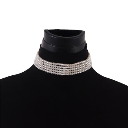 Pearl and Silver-Plated Strand Choker, silver pendant necklace for women, vintage-inspired design, styled look