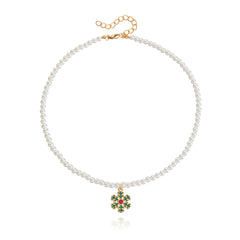 Pearl & Cubic Zirconia 18K Gold-Plated Snowflake Pendant Necklace