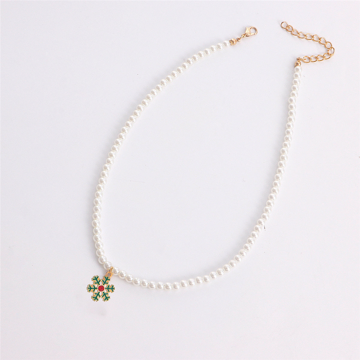 Pearl and Cubic Zirconia 18K Gold-Plated Snowflake Pendant Necklace, gold pendant necklace for women, styled look