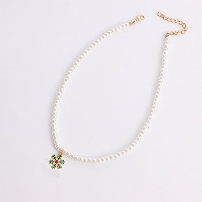 Pearl and Cubic Zirconia 18K Gold-Plated Snowflake Pendant Necklace, gold pendant necklace for women, styled look
