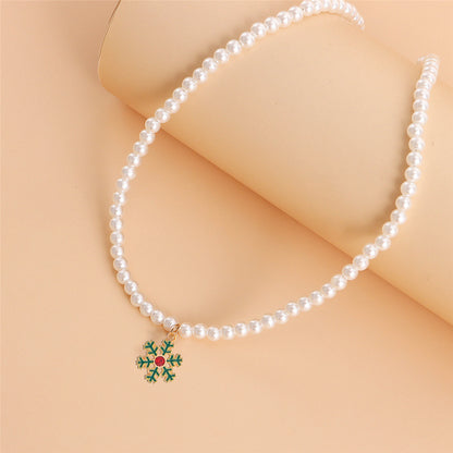 Pearl and Cubic Zirconia 18K Gold-Plated Snowflake Pendant Necklace, gold pendant necklace for women, lifestyle look