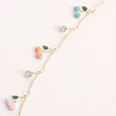 Cubic Zirconia & Enamel 18K Gold-Plated Cherries Station Necklace