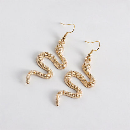 18K Gold-Plated Snake Drop Earrings, gold drop earrings for women, everyday style, lifestyle look