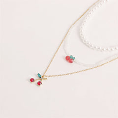 Crystal & Red Cubic Zirconia Cherry Pendant Necklace Set