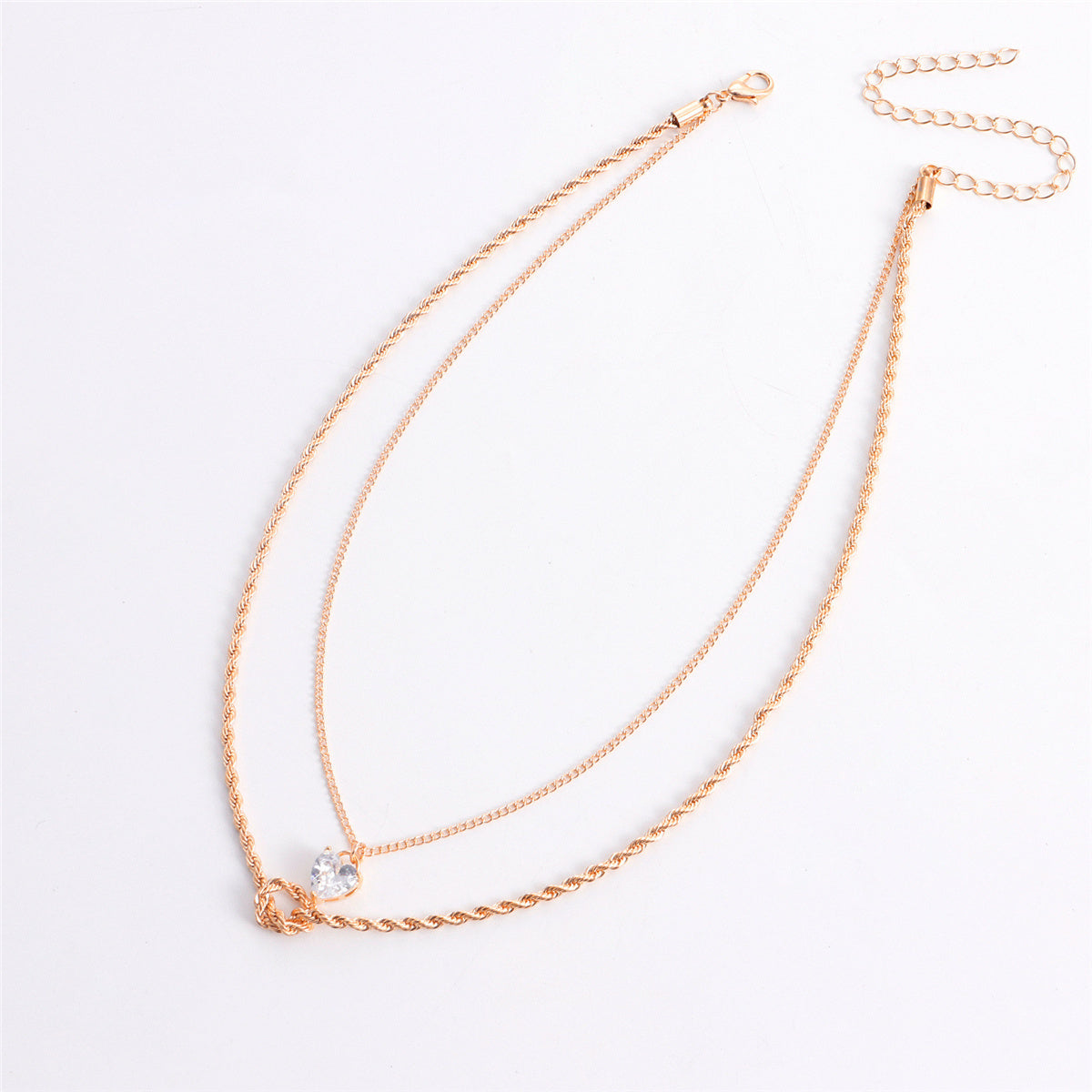 Crystal & 18K Gold-Plated Heart Layered Pendant Necklace