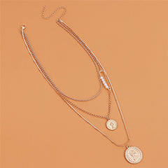 Pearl & 18K Gold-Plated Coin Pendant Layered Necklace