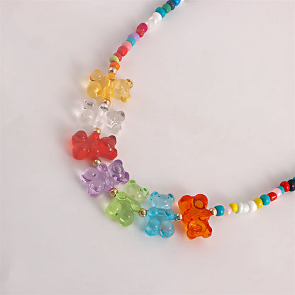Howlite and Multicolor Resin Bears Necklace, pendant necklace for women, elegant gift for her, lifestyle look