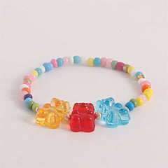 Howlite & Multicolor Resin Bears Stretch Bracelet