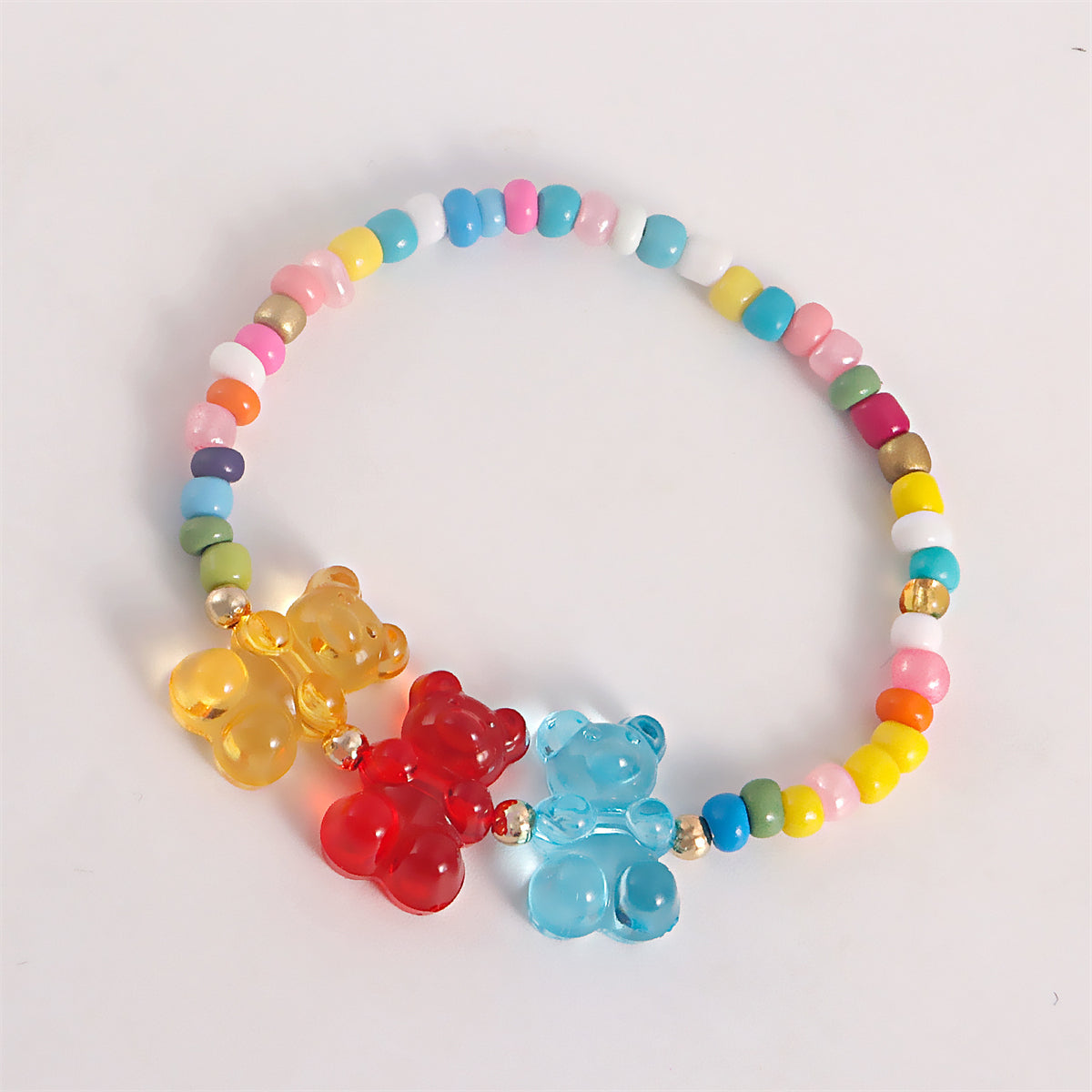 Howlite and Multicolor Resin Bears Stretch Bracelet, bracelet for women, botanical inspired, lifestyle look