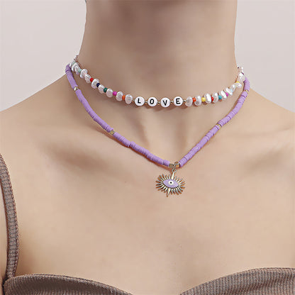 Howlite and Pearl 18K Gold-Plated 'Love' Pendant Necklace Set, jewelry gift sets for women, front view