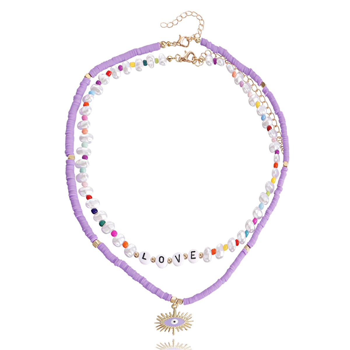Howlite and Pearl 18K Gold-Plated 'Love' Pendant Necklace Set, jewelry gift sets for women, lifestyle look