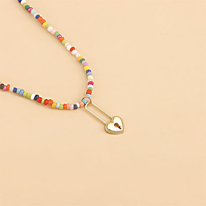 Multicolor Howlite and Pearl 18K Gold-Plated Heart Pendant Necklace Set, jewelry gift sets for women, styled look