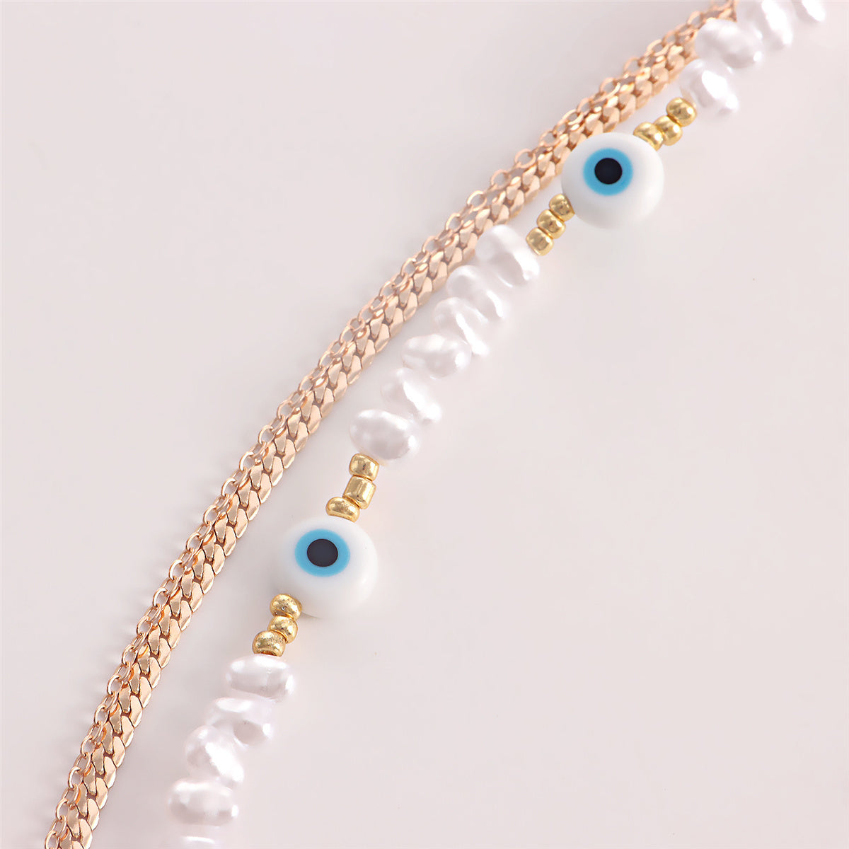 Pearl & Acrylic 18K Gold-Plated Eye Layered Pendant Necklace