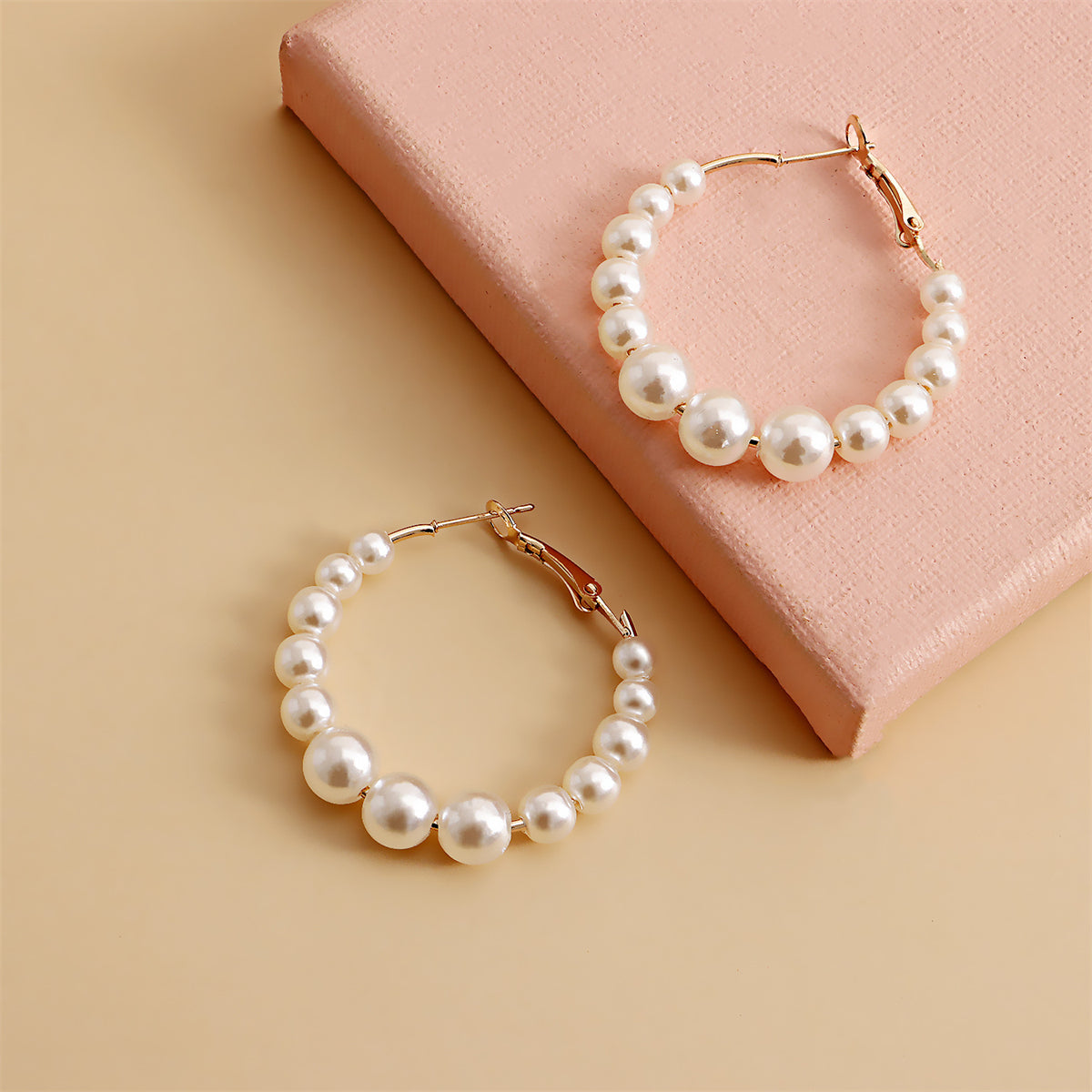 Pearl and 18K Gold-Plated Hoop Earrings, elegant gift for her, lifestyle look