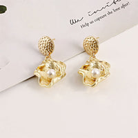 Pearl & 18k Gold-Plated Shell Drop Earrings