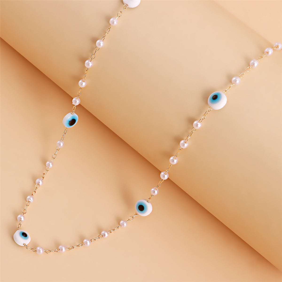 Pearl and Enamel 18K Gold-Plated Eye Heart Pendant Necklace Set, jewelry gift sets for women, lifestyle look