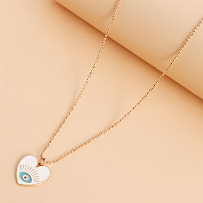 Pearl and Enamel 18K Gold-Plated Eye Heart Pendant Necklace Set, jewelry gift sets for women, botanical inspired, styled look