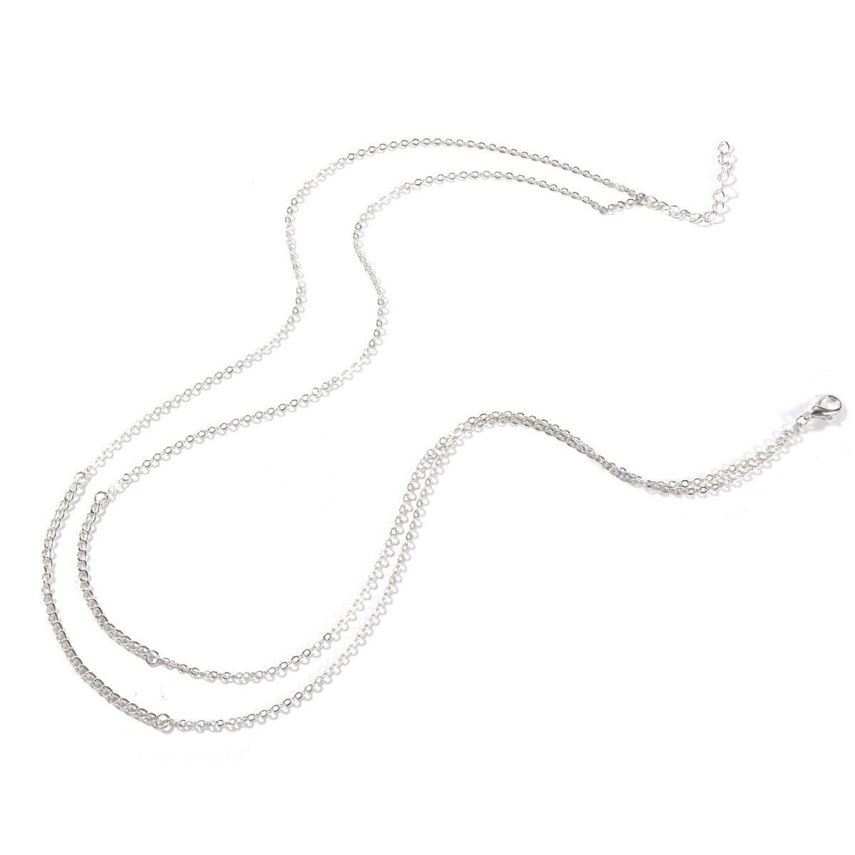 Silver-Plated Layered Necklace, silver pendant necklace for women, dainty minimalist design, detail close-up