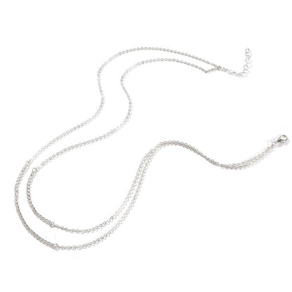 Silver-Plated Layered Necklace, silver pendant necklace for women, dainty minimalist design, detail close-up