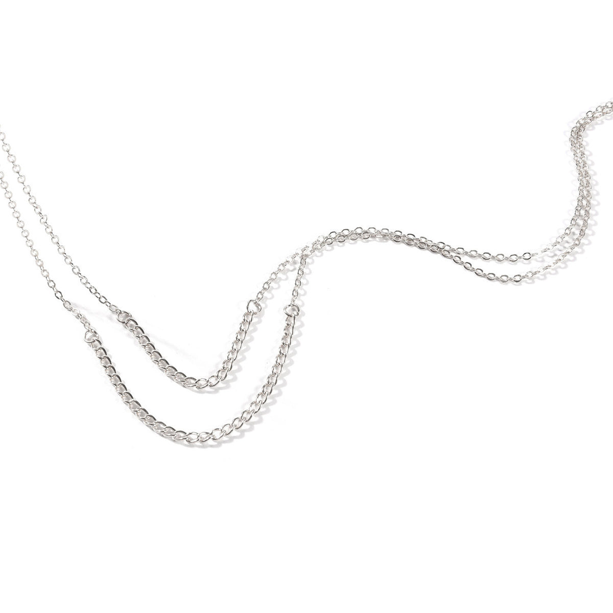 Silver-Plated Layered Necklace, silver pendant necklace for women, dainty minimalist design, side view