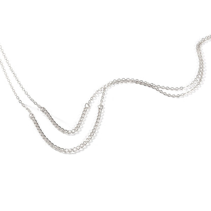 Silver-Plated Layered Necklace, silver pendant necklace for women, dainty minimalist design, side view
