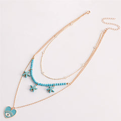 Turquoise & Cubic Zirconia 18K Gold-Plated Heart Layered Pendant Necklace