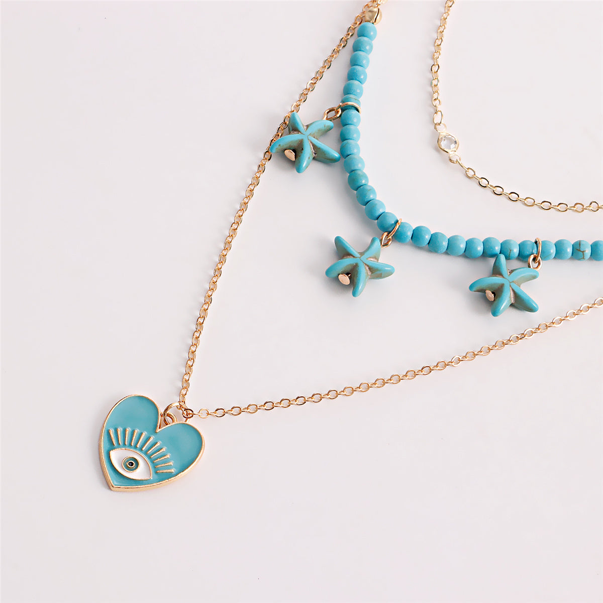 Turquoise & Cubic Zirconia 18K Gold-Plated Heart Layered Pendant Necklace