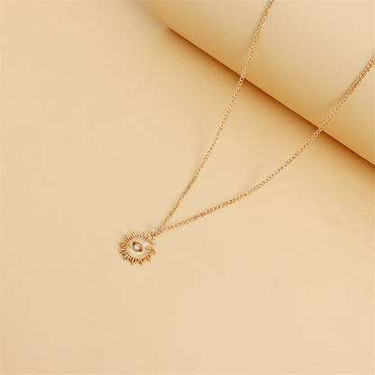 Aqua and Cubic Zirconia Heart Sun Pendant Necklace Set, jewelry gift sets for women, botanical inspired, lifestyle look