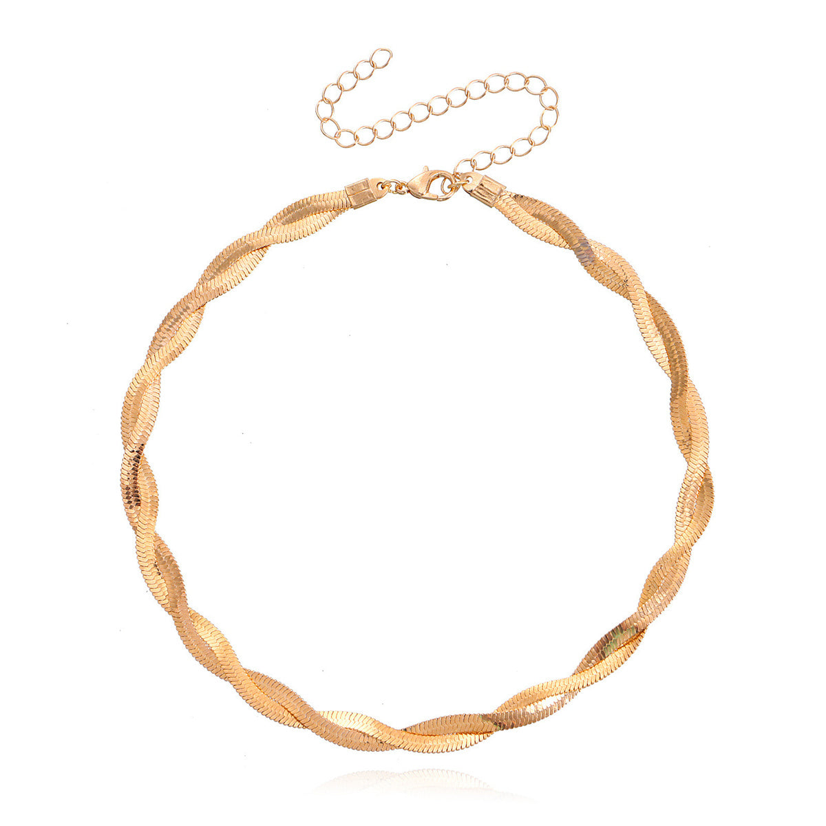 18K Gold-Plated Twisted Snake Chain Choker Necklace, gold pendant necklace for women, vintage-inspired design, lifestyle look