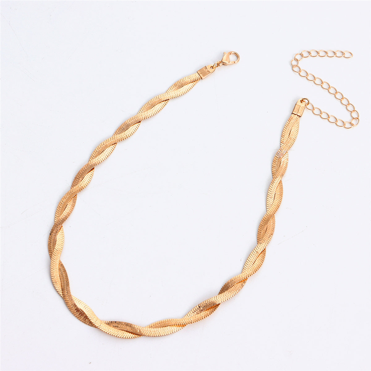 18K Gold-Plated Twisted Snake Chain Choker Necklace, gold pendant necklace for women, vintage-inspired design, styled look