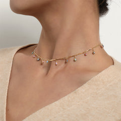 Multicolor Enamel & 18K Gold-Plated Evil Eye Station Choker Necklace