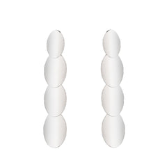 Silver-Plated Linked Oval Drop Earrings