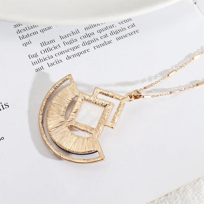 White Shell and Woode 18K Gold-Plated Rhombus Fan Pendant Necklace, gold pendant necklace for women, side view