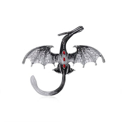 Cubic Zirconia & Oil Dorp Silver Plated Dragon Brooch