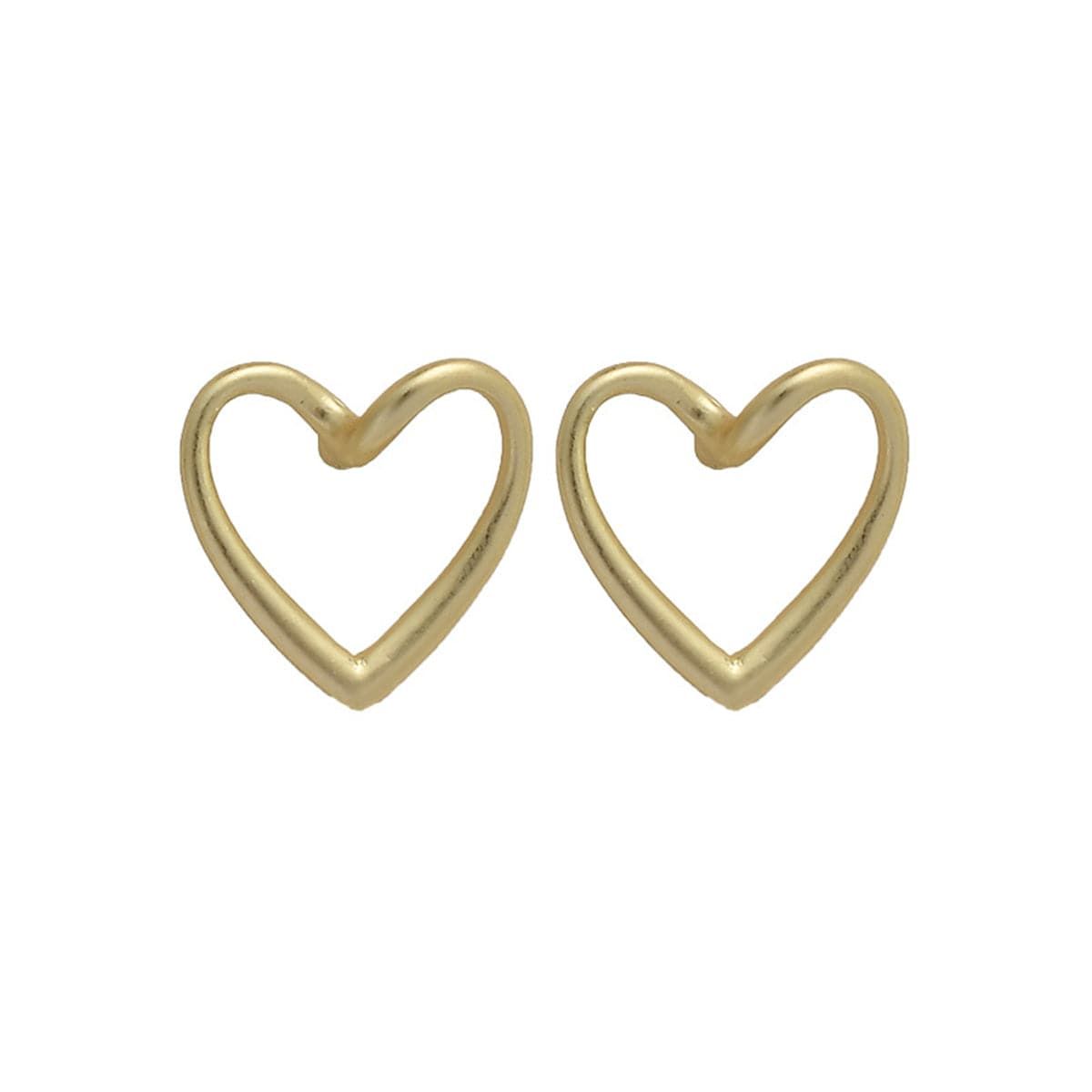 18K Gold-Plated Open Heart Stud Earrings, gold stud earrings for women, elegant gift for her, front view