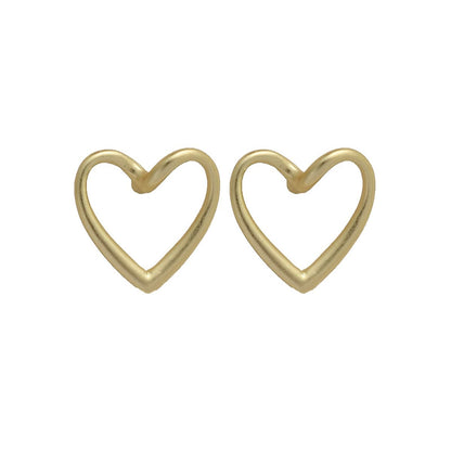 18K Gold-Plated Open Heart Stud Earrings, gold stud earrings for women, elegant gift for her, front view