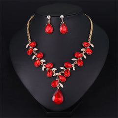 Red Crystal & 18K Gold-Plated Botany Drop Earrings & Necklace