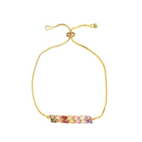 Crystal & Cubic Zirconia Ladder Layer Charm Adjustable Bracelet